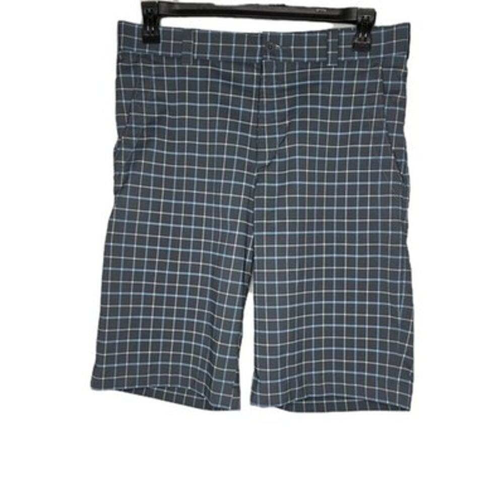 Nike Golf Mens Size 32 Golf Performance Stretch Shorts Gray Check Inseam 12"